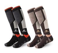 RIOROO Mens Ski Socks, 2 Pairs Mens High Performance Thermal Knee High Winter Socks for Skiing, Sowboard, Hiking, Walking, Trekking, Long and Warm,Cushioned Sole Breathable Quick Dry