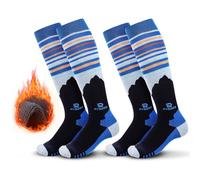 RIOROO Mens Ski Socks Merino Wool, 2 Pairs Men's High Performance Thermal Knee High Winter Socks for Skiing, Sowboard, Hiking, Walking, Trekking, Long and Warm, Cushioned Sole Breathable Quick Dry