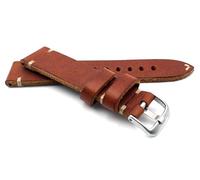 RIOS 22 mm handmade leather band, white, stitching, 22 mm, 20 mm, retro look, strap