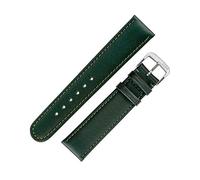 RIOS1931 Arizona Genuine Saddle Leather Hook-On Watch Strap for Fixed Bar Watches in Forest Green (16mm M, Silver Buckle)
