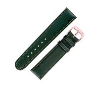 RIOS1931 Arizona Genuine Saddle Leather Hook-On Watch Strap for Fixed Bar Watches in Forest Green (20mm M, Rose Gold Buckle)