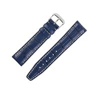 RIOS1931 Boston Alligator-Embossed Leather Watch Strap in Navy Blue (19mm, Gold Buckle)