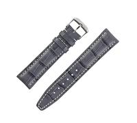 RIOS1931 Boston Alligator-Embossed Leather Watch Strap in Stone Grey (20mm, Silver Buckle)