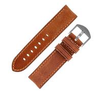 RIOS1931 Derby Genuine Vintage Leather Watch Strap in Cognac (22mm (22mm Buckle), Italy Silver Buckle)