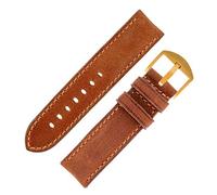 RIOS1931 Derby Genuine Vintage Leather Watch Strap in Cognac (24mm (22mm Buckle), Italy Gold Buckle)