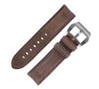 RIOS1931 Derby Genuine Vintage Leather Watch Strap in Mocha (22mm (22mm Buckle), USA Brushed Buckle)
