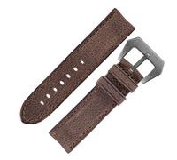 RIOS1931 Derby Genuine Vintage Leather Watch Strap in Mocha (24mm (22mm Buckle), Canada Hammered Buckle)