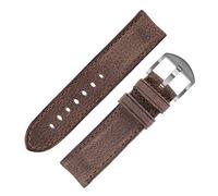 RIOS1931 Derby Genuine Vintage Leather Watch Strap in Mocha (24mm (22mm Buckle), Italy Brushed Buckle)
