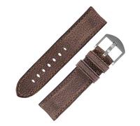 RIOS1931 Derby Genuine Vintage Leather Watch Strap in Mocha (24mm (24mm Buckle), Italy Silver Buckle)
