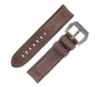 RIOS1931 Derby Genuine Vintage Leather Watch Strap in Mocha (24mm (24mm Buckle), USA Silver Buckle)