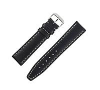 RIOS1931 Havana Genuine Pigskin Leather Watch Strap in Black (20mm, Gold Buckle)