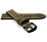 RIOS1931 Hawker Cowhide Leather Watch Strap Handmade in Germany Robust Camouflage, Nato green with black buckle., 22 mm, Strap.
