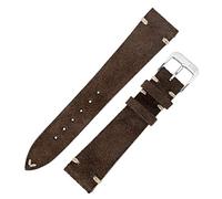 RIOS1931 Hudson Genuine Suede Leather Watch Strap in Mocha (18mm (16mm Buckle), Silver Buckle)
