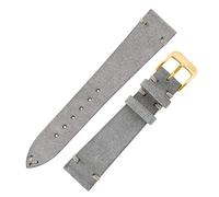 RIOS1931 Hudson Genuine Suede Leather Watch Strap in Stone Grey (22mm (18mm Buckle), Gold Buckle)
