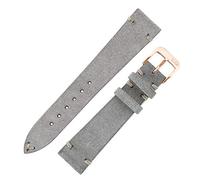 RIOS1931 Hudson Genuine Suede Leather Watch Strap in Stone Grey (22mm (18mm Buckle), Rose Gold Buckle)