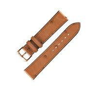 RIOS1931 MAISON Genuine Ostrich Leather Watch Strap in COGNAC (20mm, Rose Gold Buckle)
