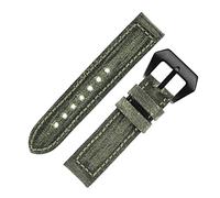 RIOS1931 Maryland Genuine Vintage Canvas Watch Strap in Olive DRAB (24mm (24mm Buckle), Canada Black Buckle)