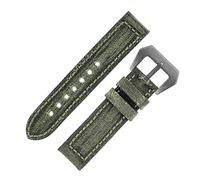 RIOS1931 Maryland Genuine Vintage Canvas Watch Strap in Olive DRAB (24mm (24mm Buckle), Canada Hammered Buckle)