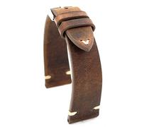 Rios1931 Sagittarius vintage watch strap made from cowhide leather, hand made in Germany, robust 20 mm, peat oak brown