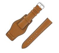 RIOS1931 TULA Genuine Russia Leather Bund-Style Watch Strap in Honey (20mm, Silver Buckle)
