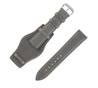 RIOS1931 TULA Genuine Russia Leather Bund-Style Watch Strap in Stone Grey (18mm, Rose Gold Buckle)