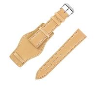RIOS1931 TULA Genuine Russia Leather Bund Watch Strap in Sand (20mm, Silver Buckle)
