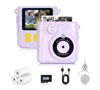 Riosin Kids Instant Print Camera, Kids Camera for Boys Girls with 32GB Card, 3 Rolls Print Paper, 1080P HD Digital Video Cameras, Christmas Birthday Gifts Toys for 3-12 Years Old Kid (Purple)