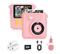 Riosin Kids Instant Print Camera, Kids Camera for Boys Girls with 32GB Card, 3 Rolls Print Paper, 1080P HD Digital Video Cameras, Christmas Birthday Gifts Toys for 3-12 Years Old Kid (Pink)