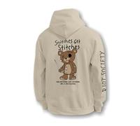 Riot Society Men's Graphic or Embroidered Hoodie Hooded Sweatshirt, Dro X Riot Society Snitches Get Stitches (Sand), XL