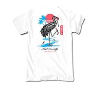 Riot Society Men's Short Sleeve Graphic and Embroidered Fashion T-Shirt, Crane Skeleton Tokyo (White), S
