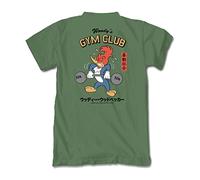 Riot Society Men's Short Sleeve Graphic and Embroidered Fashion T-Shirt, Woody Woodpecker's Gym Club (Military Green), XXL