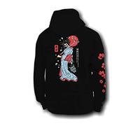 Riot Society Womens Graphic and Embroidered Hoodie Hooded Sweatshirt, Geisha Samurai (Black), Medium