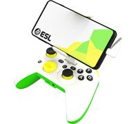 RiotPWR ESL RP1950ESL Game Controller for iOS iPhones, Wired for Interference-free Game Flow, Power Pass Through Charging, ZeroG Holder, Improved 8-Way D-Pad, Share Button, Green-White