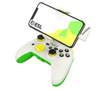 RiotPWR ESL RP1950ESL Game Controller for iOS iPhones, Wired for Interference-free Game Flow, Power Pass Through Charging, ZeroG Holder, Improved 8-Way D-Pad, Share Button, Green-White