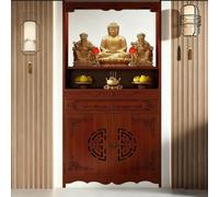 RiouPsithuric Large Altar Table with Storage - Buddhist Shrine Cabinet Dual-Mode Drawer Puja for Home Use Worship & Prayer Chinese Household Meditation Tables with Carved Cabinet Doors(20.8 * 13