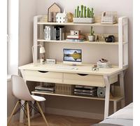 RiouPsithuric Modern Home Office Writing Desk with Hutch & Shelves, Simple Computer Workstation for Study & Work, Easy Assembly, 120x60x74cm (47x24x29in), Beige