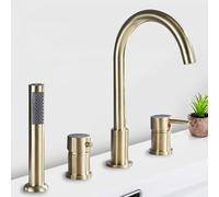 rious 360° Rotating Black 4-Hole Bath Faucet with Modern Diverter Sk Shower Mixer for Ele Bathroom Perfect for High-End Bathtubs and Showers