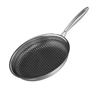 RIOVARM 30 cm Stainless Steel Frying Pan Induction Non-Stick Wok Pan with Stainless Steel Handle Frying & Universal Pans for All Hobs Dishwasher Safe Omelette Pan Three-Layer Structure