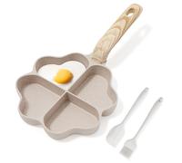 RIOVARM 4-Hole Heart Shape Egg Pan Non-Stick Coating Granite Small Pans Induction Frying Pan Creative Cute Omelette Pan without PFOA Healthy Pancake Pan for Breakfast