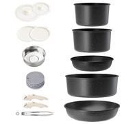 RIOVARM Induction Pots and Pans Set with Removable Handles, Non-Stick Granite Stackable Cookware Set with Silicone Lids, Space-Saving Pot & Pan Sets without PFOA, Frying Pan, Casseroles