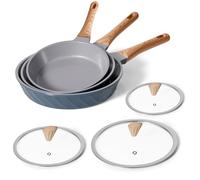 RIOVARM Non Stick Frying Pan Set with Lids, Ceramic Frying Pans for Induction Hob, 20cm 24cm 28cm Skillet Pans, Small Egg Pan, Non Toxic Omelette Pan, Cooking Pans, PFOA Free Cookware Set