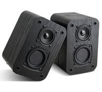 RIOWOIS Passive Bookshelf Speakers for Home Theater Surround Sound, Home Desktop Stereo Speakers with Crisper Sound and Classic Wood Grain for Record Player/Computer/TV, Wall Mountable, One Pair.