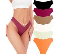 Riozz Seamless Bikini Cheeky Panties for Women Soft V-Cut No Show Hipster Breathable Stretch Invisibles Panties 6 Pack S-XL, Multicolor-03(6 Pack), S