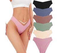 Riozz Seamless Bikini Cheeky Panties for Women Soft V-Cut No Show Hipster Breathable Stretch Invisibles Panties 6 Pack S-XL, Multicolor-01(6 Pack), S