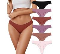 Riozz Womens Breathable Seamless Thong Panties No Show thongs Workout Thongs Women Comfortable Thong Underwear Sexy 6 Pack, Multicolor-01(6 Pack), L