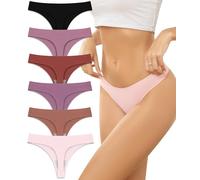 Riozz Womens Breathable Seamless Thong Panties No Show thongs Workout Thongs Women Comfortable Thong Underwear Sexy 6 Pack, Multicolor-01(6 Pack), M