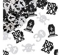 RIP 20s Birthday Confetti - 100 Pieces "Death to My 20s" Table Confetti - Black & Silver Glitter Gothic Skull "Cheers to 30 Years" Table Decoration - Farewell to My 20s 30th Birthday Party Decoration