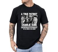 RIP Charlie Kirk Shirt, A True Patriot Charlie Kirk Shirt, Justice for Charlie.Republican Patriotic American (UK, Alpha, S, Regular, Regular, Black/White)