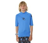 RIP CURL Boys Brand Wave Short Sleeve Rash Vest Top - Blue Gum - UV Sun Protection and SPF Properties