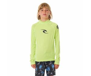 RIP CURL Boys Brand Wave UPF Long Sleeve Rash Vest Top - Lime - UV Sun Protection and SPF Properties